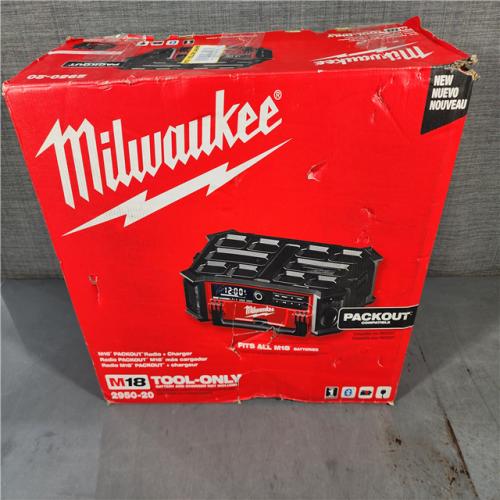 HOUSTON LOCATION - AS-IS Milwaukee 2950-20 18V M18 PACKOUT Lithium-Ion Cordless Radio + Charger (Tool Only)