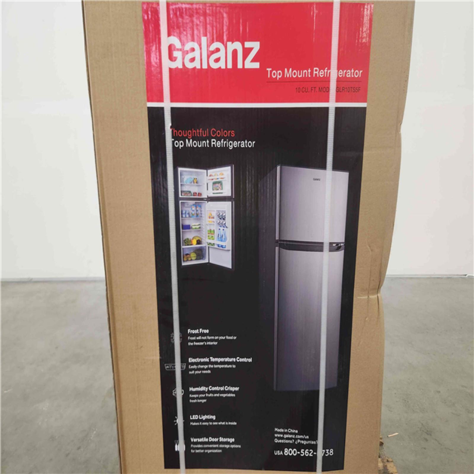 Phoenix Location NEW Galanz 10.0 cu. ft. Top Freezer Refrigerator with Dual Door, Frost Free in Stainless Steel Look GLR10TS5F