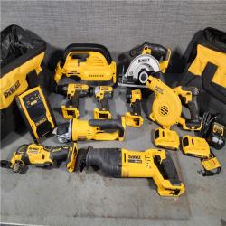 HOUSTON LOCATION - AS-IS DEWALT 20V MAX Cordless 10 Tool Combo Kit with (2) 20V 2.0Ah Batteries, Charger, and Bag