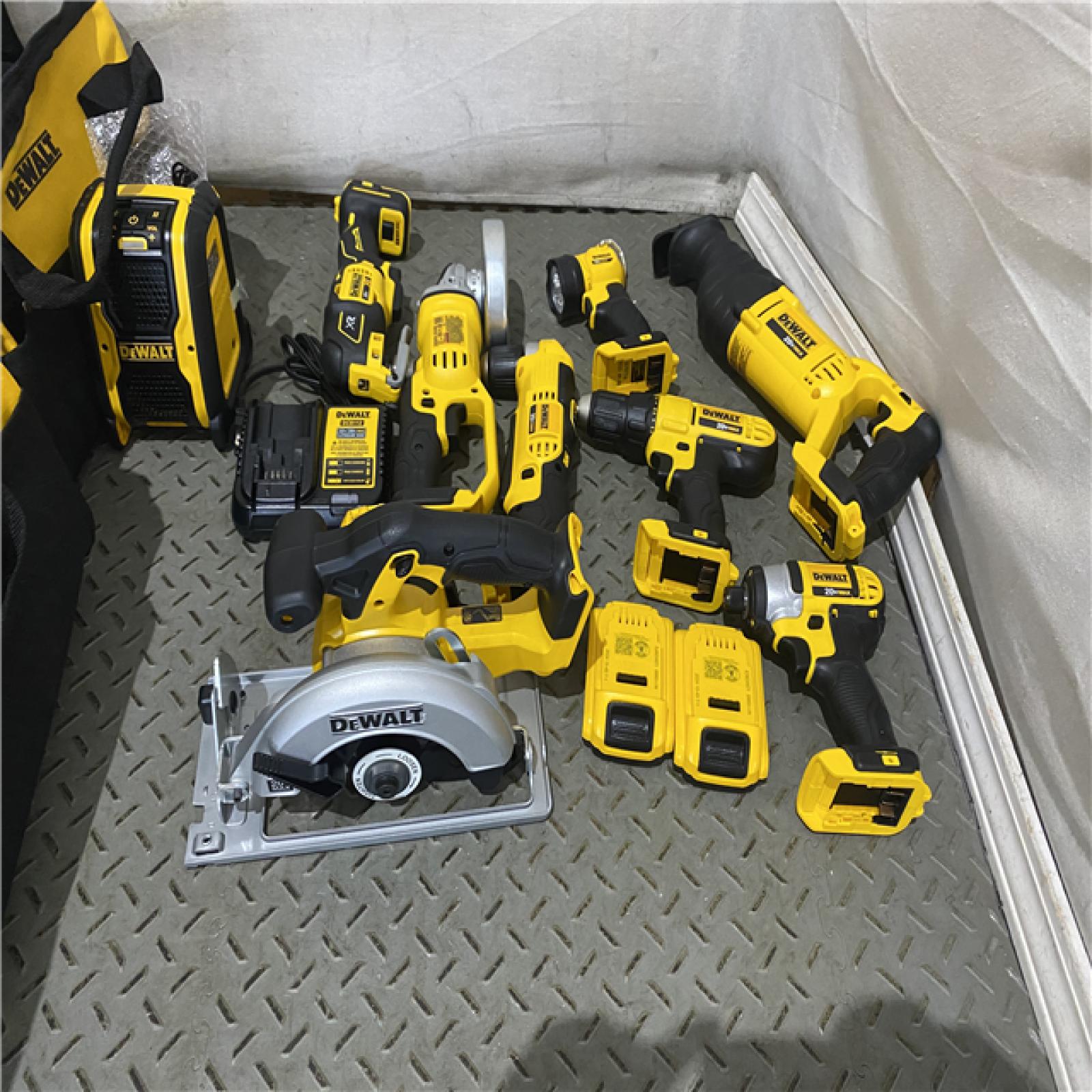 Houston location AS-IS DEWALT 20V MAX Cordless 9 Tool Combo Kit with (2) 20V 2.0Ah Batteries and Charger