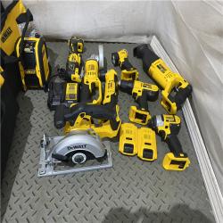 Houston location AS-IS DEWALT 20V MAX Cordless 9 Tool Combo Kit with (2) 20V 2.0Ah Batteries and Charger