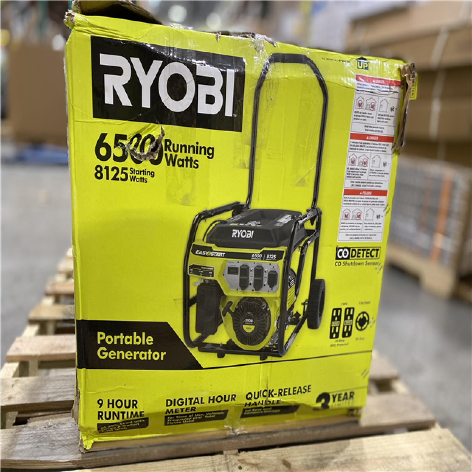 DALLAS LOCATION -RYOBI 6,500-Watt Gasoline Powered Portable Generator with CO Shutdown Sensor