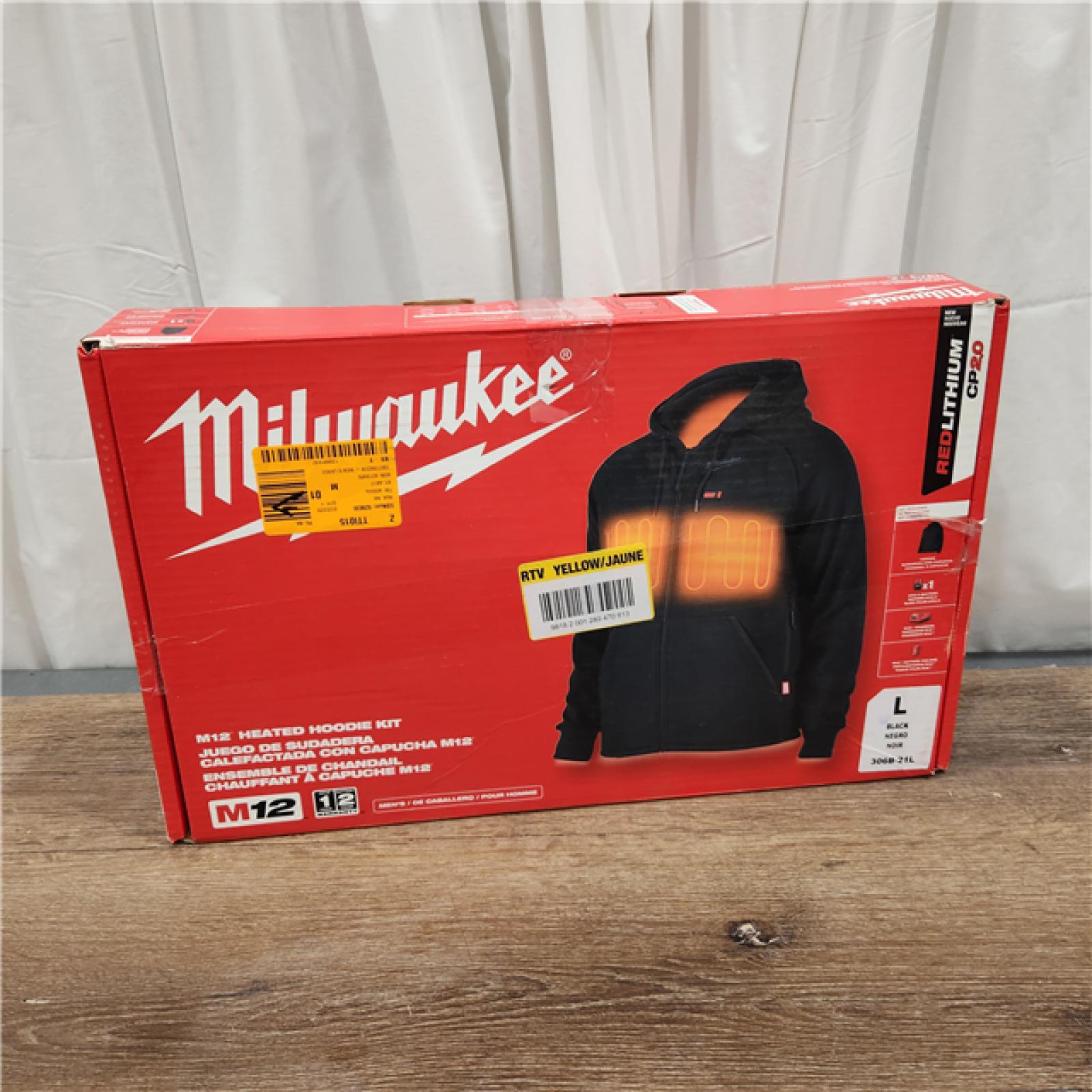 AS-IS Milwaukee M12 12-Volt Lithium-Ion Cordless Black Heated Jacket Hoodie Kit (Large)