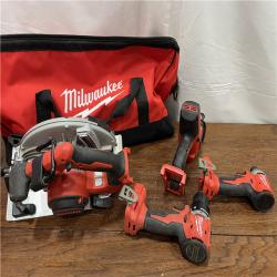 AS-ISMilwaukee M18 18-Volt Lithium-Ion Brushless Cordless Combo Kit (4-Tool) with 2-Batteries, 1-Charger and Tool Bag