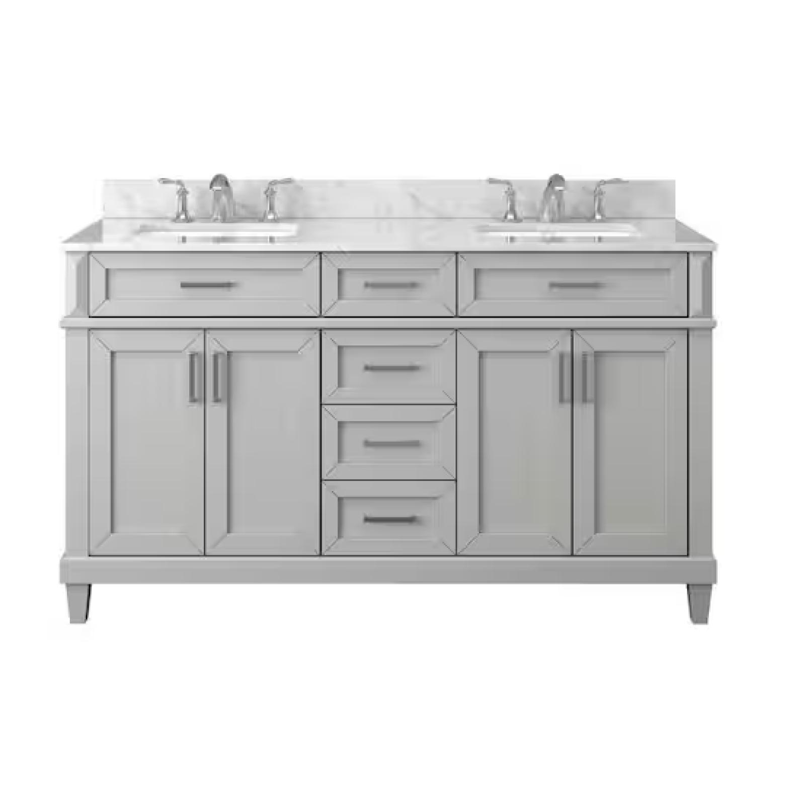 DALLAS LOCATION - Talmore 60 in W x 22 in D x 35 in H Double Sink Bath Vanity in Sky Grey (2 UNITS)