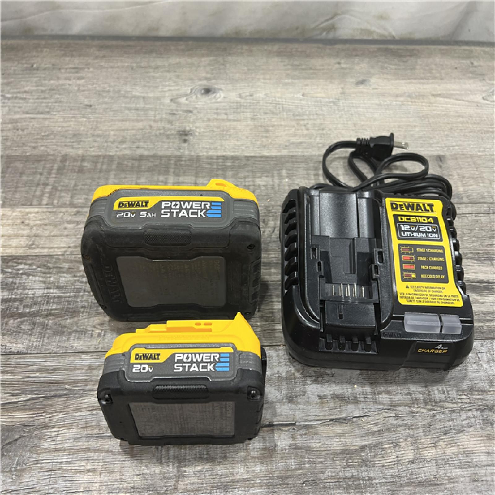 AS-IS DeWalt 20V MAX POWERSTACK DCBP315-2C Lithium-Ion 1.7Ah and 5Ah Battery and Charger Starter Kit 3 Pc