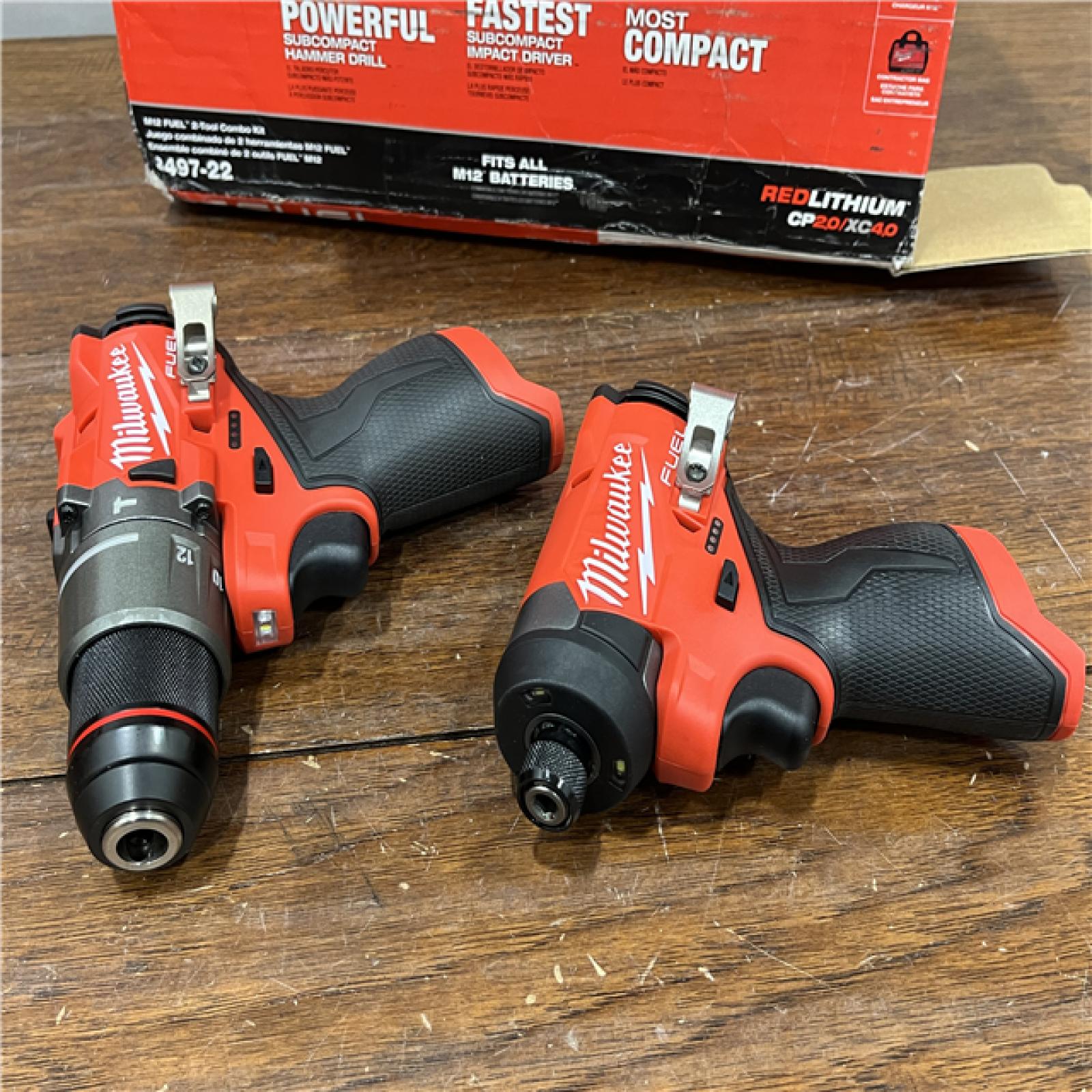 AS-IS Milwaukee 3497-22 12V Brushless Hammer Drill and Impact Driver Combo Kit