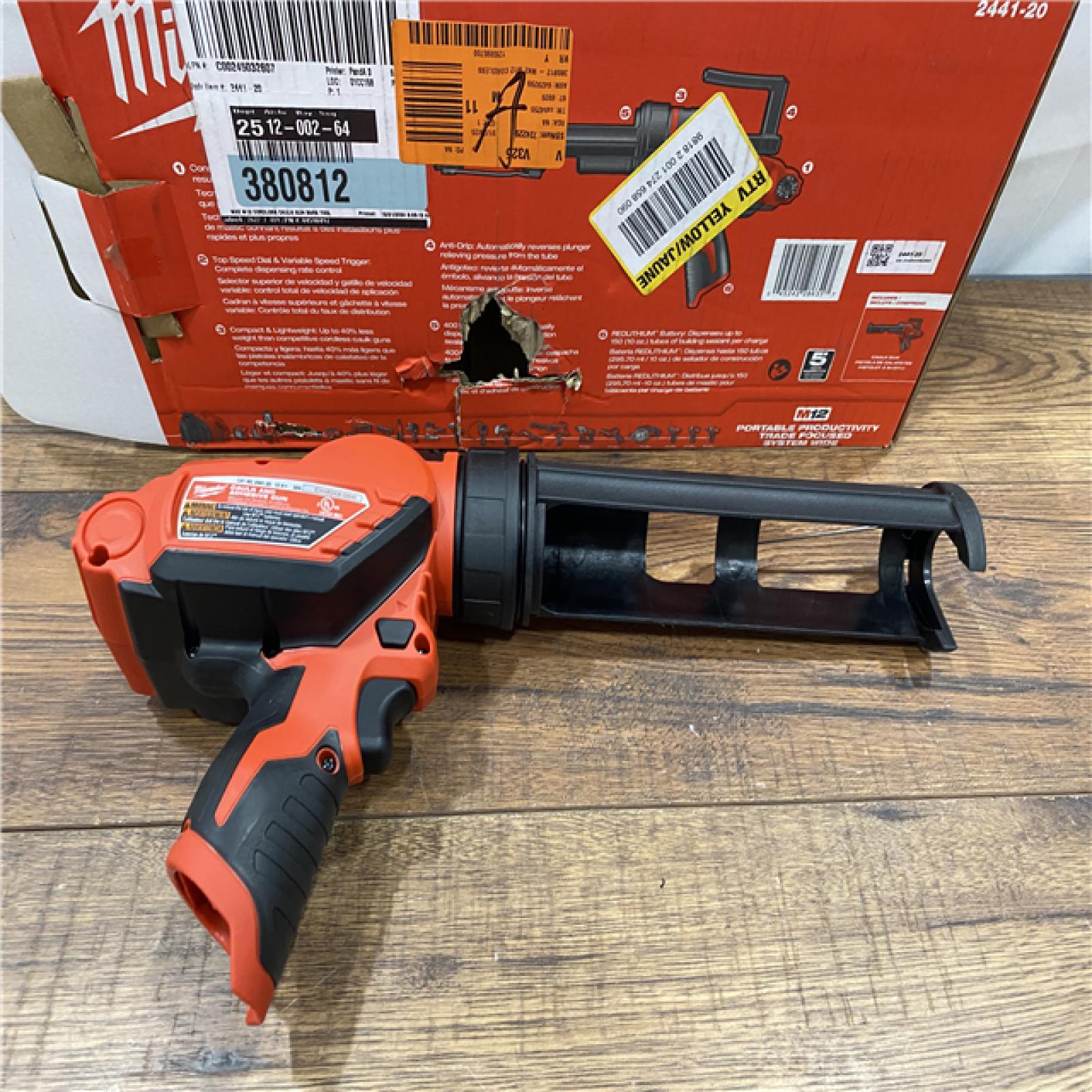 AS IS Milwaukee 2441-20 M12 12V Cordless 10oz Caulk and  (Tool Only)