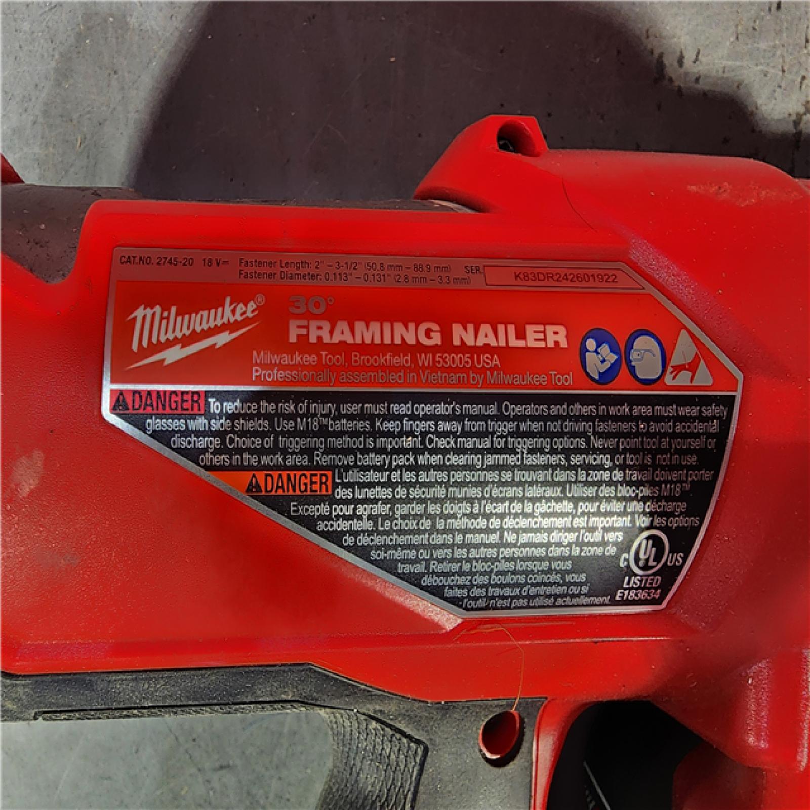 HOUSTON LOCATION - AS-IS M18 FUEL 3-1/2 in. 18-Volt 30-Degree Lithium-Ion Brushless Cordless Framing Nailer (Tool-Only)