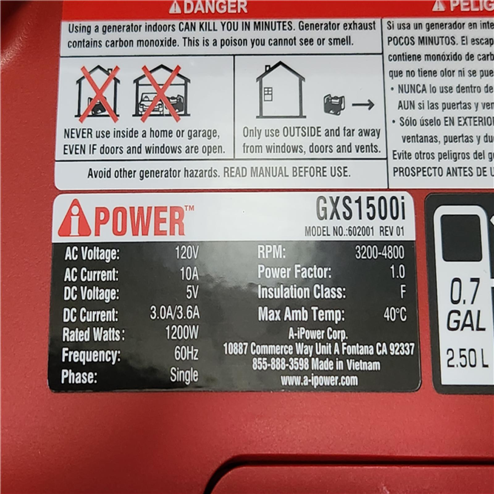 Phoenix Location A-iPower 1500-Watt Recoil Start Gasoline Powered Ultra-Light Inverter Generator with 60cc OHV Engine and CO Sensor Shutdown