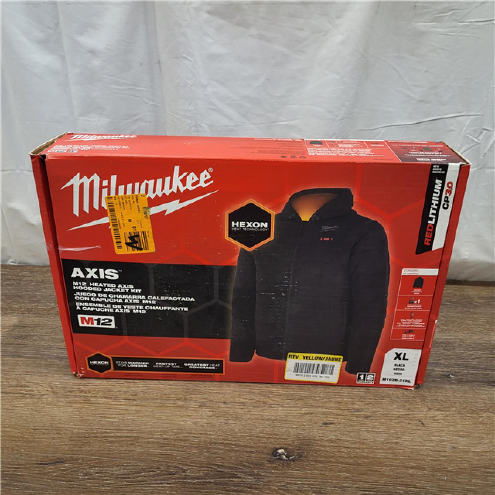 AS-IS Milwaukee M12 12V Mens Heated Axis Hooded Jacket with Battery, Black, Size XL - M102B-21XL