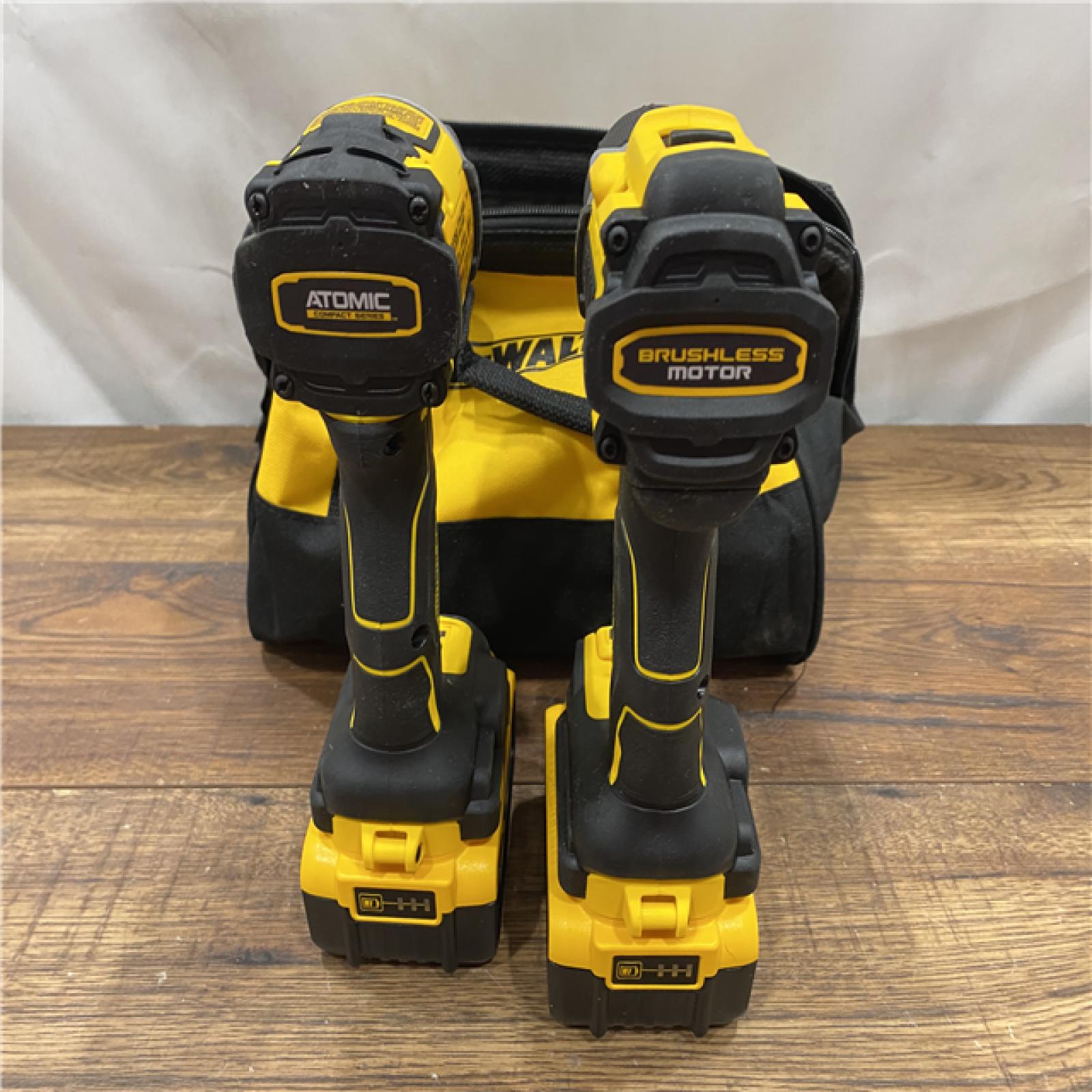 AS IS DEWALT 20V MAX XR Hammer Drill and ATOMIC Impact Driver 2 Tool Cordless Combo Kit with (2) 4.0Ah Batteries, Charger, and Bag