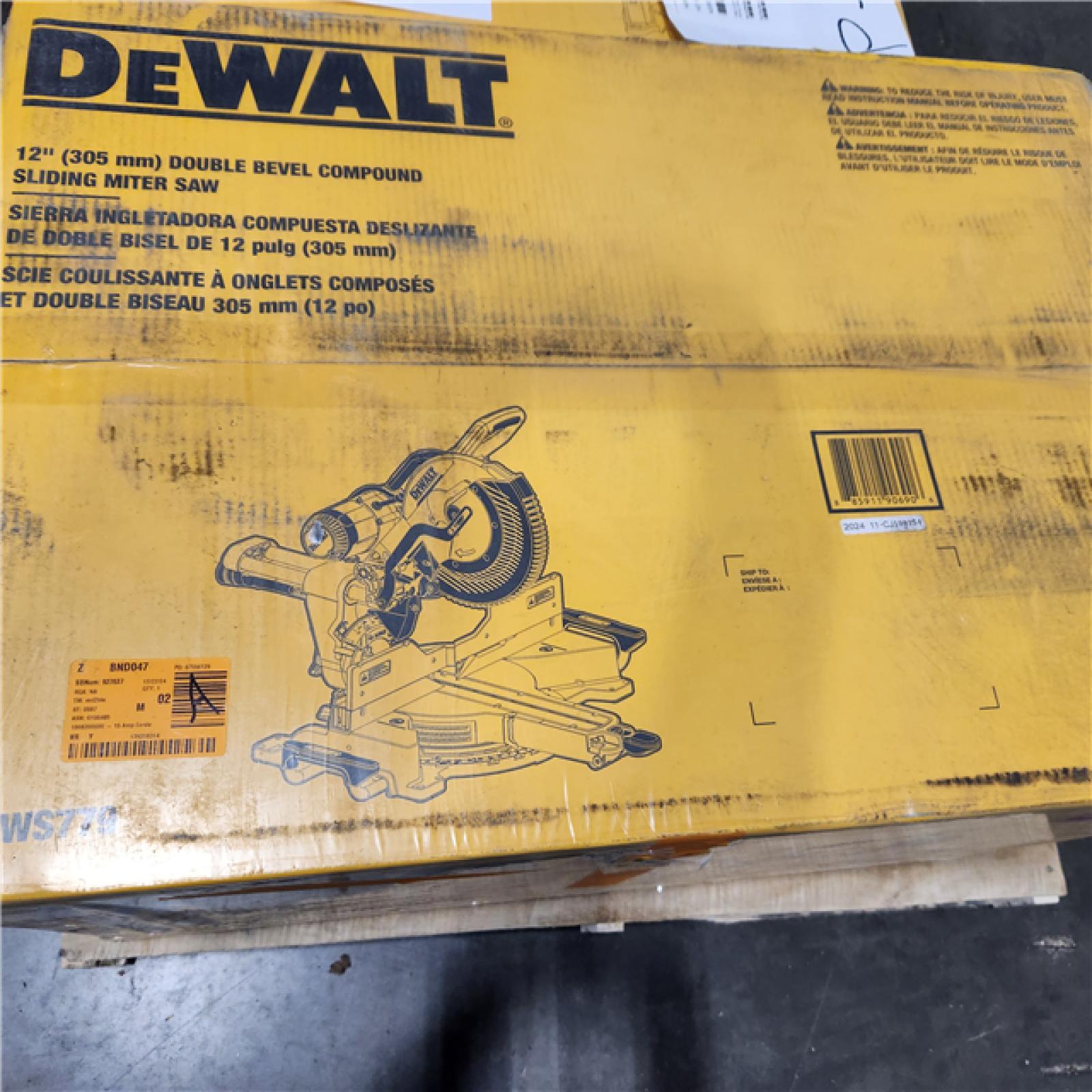 Dallas Location - NEW- Best Seller Tool Savings DEWALT 15 Amp Corded 12 in. Double Bevel Sliding Compound Miter Saw, Blade Wrench and Material Clamp