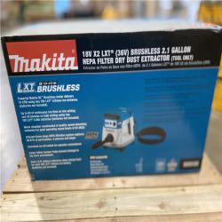 NEW! - Makita 18V X2 LXT Lithium-Ion (36V) Brushless Cordless 2.1 Gallon Dry Dust Extractor, Tool Only