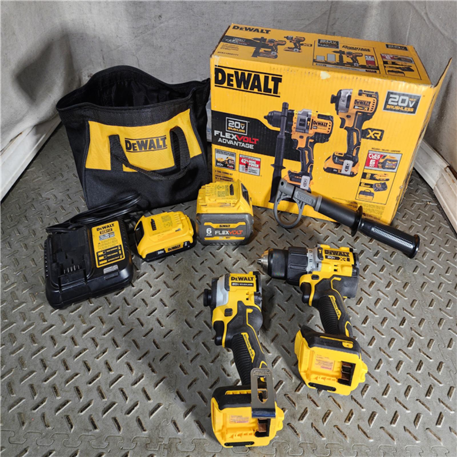 HOUSTON LOCATION - AS-IS 20V MAX Cordless Brushless Hammer Drill/Driver 2 Tool Combo Kit with FLEXVOLT ADVANTAGE