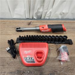 AS-IS M12 FUEL INSIDER 12V Lithium-Ion Brushless Cordless 1/4 in. - 3/8 in. Extended Reach Box Ratchet Kit W/ Battery, Charger