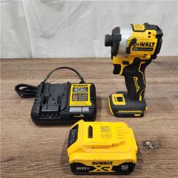 AS-IS ATOMIC 20V MAX Lithium-Ion Cordless 1/4 in. Brushless Impact Driver Kit, 5 Ah Battery, Charger, and Bag