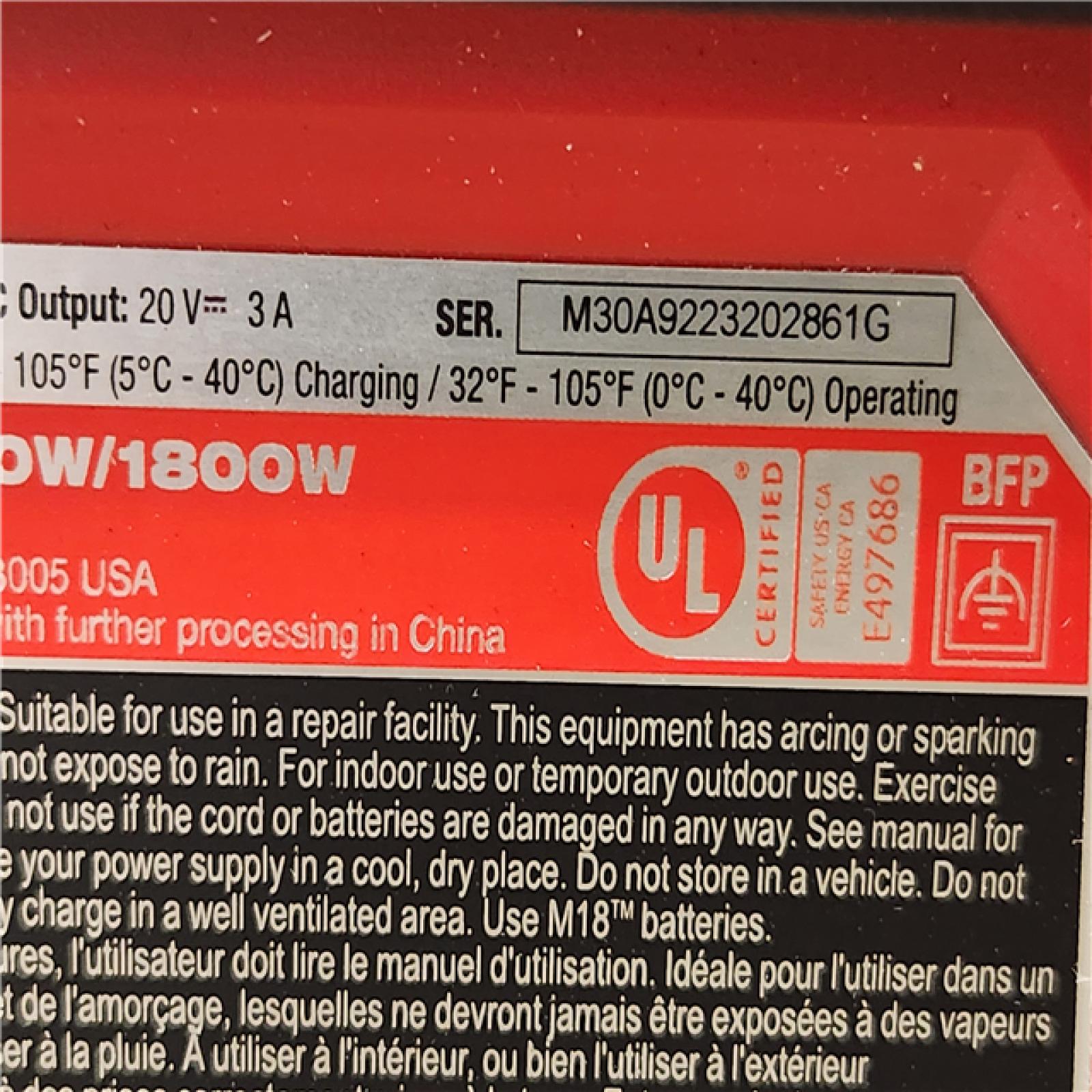 Phoenix Location Appears NEW Milwaukee M18 18V Lithium-Ion Cordless 3600-Watt/1800-Watt Battery Powered Power Supply 2845-20