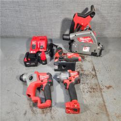 HOUSTON LOCATION - AS-IS MILWAUKEE 4 TOOL COMBO KIT W/ (2) BATTERY & CHARGER