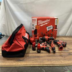 AS-IS MILWAUKEE M12 12V Lithium-Ion Cordless Combo Kit (5-Tool) with Two 1.5Ah Batteries, Charger & Tool Bag