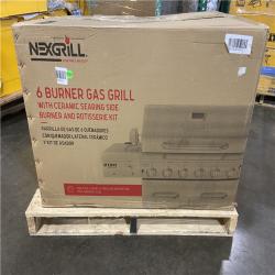 DALLAS LOCATION - AS-IS Nexgrill 6-Burner Propane Gas Grill in Stainless Steel with Ceramic Searing Side Burner and Rotisserie Kit, Silver