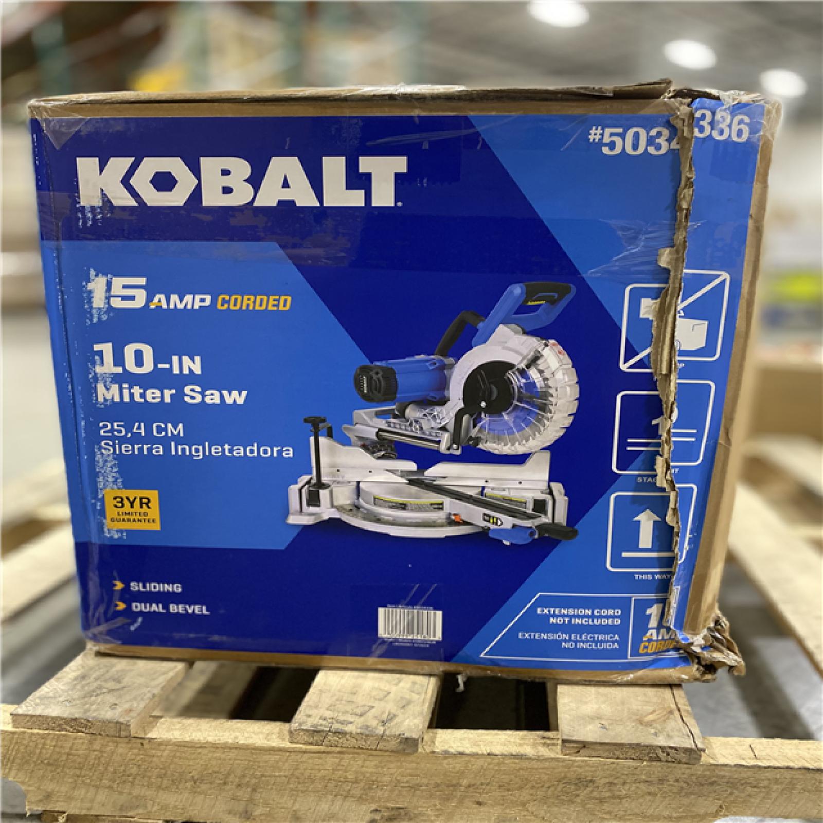 NEW! - Kobalt Compact 10-in 15-Amp Dual Bevel Sliding Compound Corded Miter Saw (Battery and Charger Not Included)