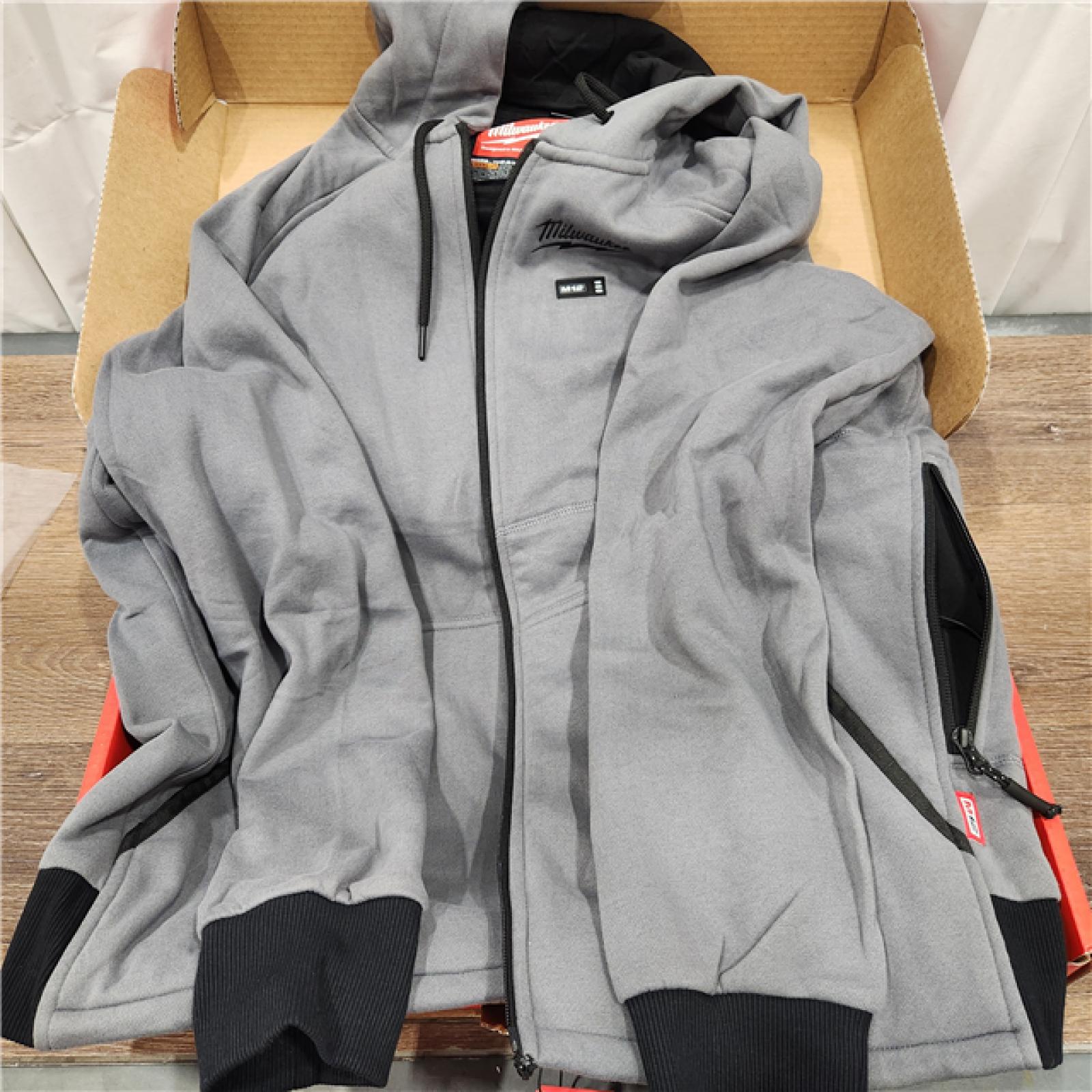 AS-IS Men's Large M12 12-Volt Lithium-Ion Cordless Gray Heated Jacket Hoodie Kit with (1) 2.0 Ah Battery and Charger