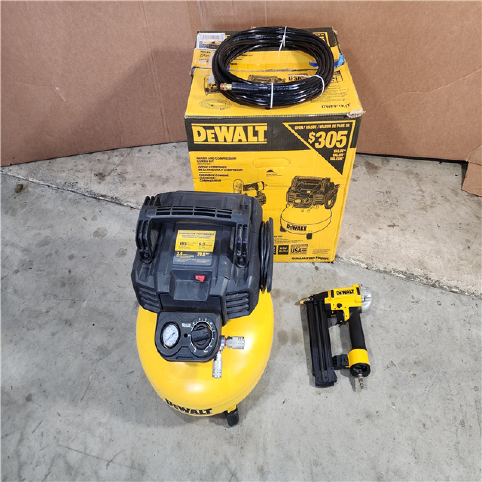 HOUSTON LOCATION - AS-IF (APPEARS LIKE NEW) 6 Gal. 18-Gauge Brad Nailer and Heavy-Duty Pancake Electric Air Compressor Combo Kit