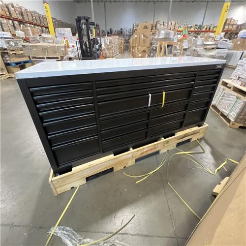 DALLAS LOCATION - Husky Tool Storage Heavy Duty 96 in. W x 24 in. D Matte Black Mobile Workbench Cabinet with Stainless Steel Top