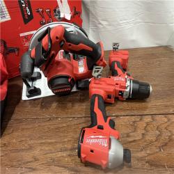 AS-ISMilwaukee M18 18-Volt Lithium-Ion Brushless Cordless Combo Kit (4-Tool) with 2-Batteries, 1-Charger and Tool Bag