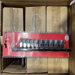 NEW! - Milwaukee 3/8 in. Metric Low Profile 6-Point Socket Set with FOUR FLAT Sides (10-Piece) -(17 UNITS)