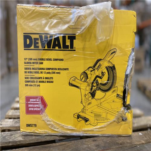 DALLAS LOCATION - DEWALT 15 Amp Corded 12 in. Double Bevel Sliding Compound Miter Saw, Blade Wrench and Material Clamp