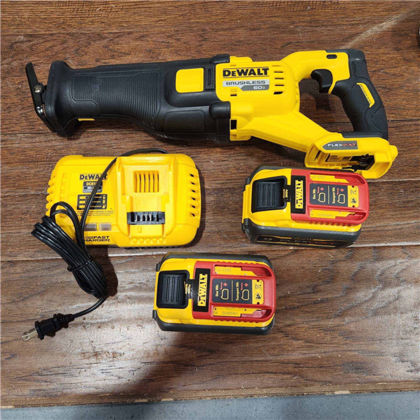 AS-IS DEWALT FLEXVOLT 60-Volt MAX Cordless Brushless Reciprocating Saw with (2) FLEXVOLT 9.0Ah Batteries