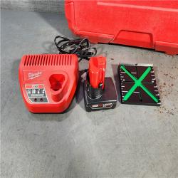 HOUSTON LOCATION - AS-IS Milwaukee-3632-21 M12 Green Beam Laser 360Â° 3-Plane Kit