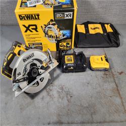 HOUSTON LOCATION - AS-IS DEWALT 20V MAX Lithium-Ion Cordless Brushless 7-1/4 in. Circular Saw Kit with 5.0Ah POWERSTACK Battery and Charger