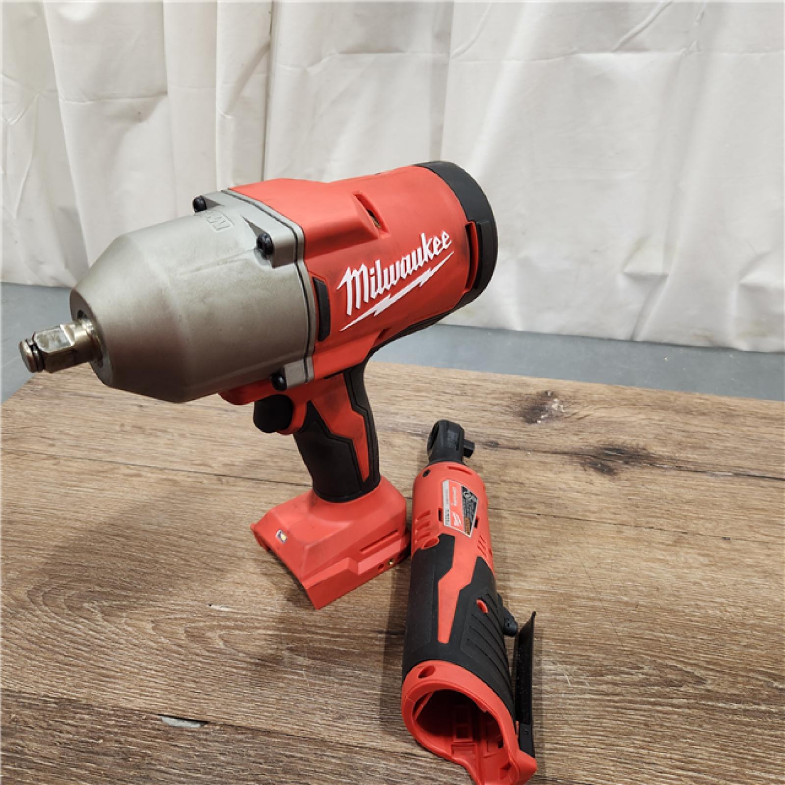 AS-IS M12/M18 12/18V Lithium-Ion Cordless 3/8 in. Ratchet and 1/2 in. High Torque Impact Wrench with Friction Ring Combo Kit