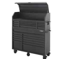 DALLAS LOCATION - Husky 56 in. W x 22 in. D Heavy Duty 23-Drawer Combination Rolling Tool Chest and Top Tool Cabinet Set in Matte Black