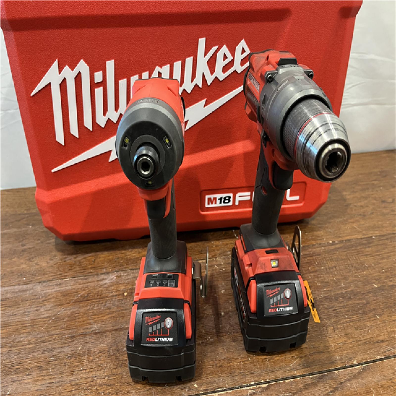 AS-ISMilwaukee M18 FUEL 18V Lithium-Ion Brushless Cordless Hammer Drill and Impact Driver Combo Kit (2-Tool) with 2 Batteries