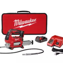 NEW! - Milwaukee M18 18V Lithium-Ion Cordless Grease Gun 2-Speed with (1) 1.5Ah Batteries, Charger, Tool Bag