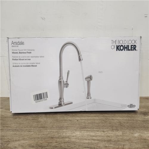 Phoenix Location NEW KOHLER Arsdale Single-Handle Standard Kitchen Faucet with Swing Spout and Sidespray in Vibrant Stainless