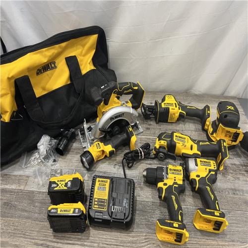 AS-IS DEWALT 20-Volt MAX Lithium-Ion Cordless 7-Tool Combo Kit with 2.0 Ah Battery, 5.0 Ah Battery and Charger