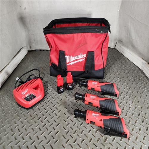 HOUSTON LOCATION - AS-IS (QTY - 3) Milwaukee 2457-20 M12 3/8  Ratchet (Bare Tool KIT battery & charge)