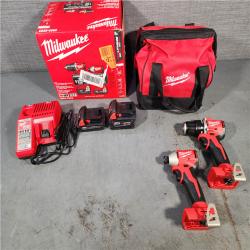 HOUSTON LOCATION - AS-IS M18 18-Volt Lithium-Ion Brushless Cordless Compact Hammer Drill/Impact Combo Kit (2-Tool) with (2) Batteries, Bag