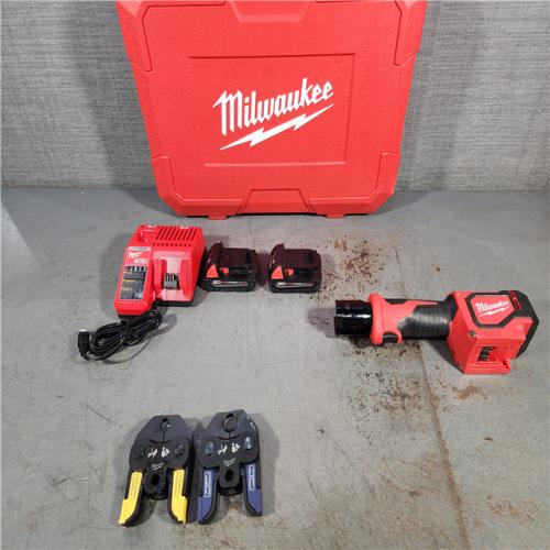 HOUSTON LOCATION - AS-IS Milwaukee M18 18-Volt Lithium-Ion Cordless Short Throw PEX Press Tool Kit w/ (2) Viega PureFlow Jaws