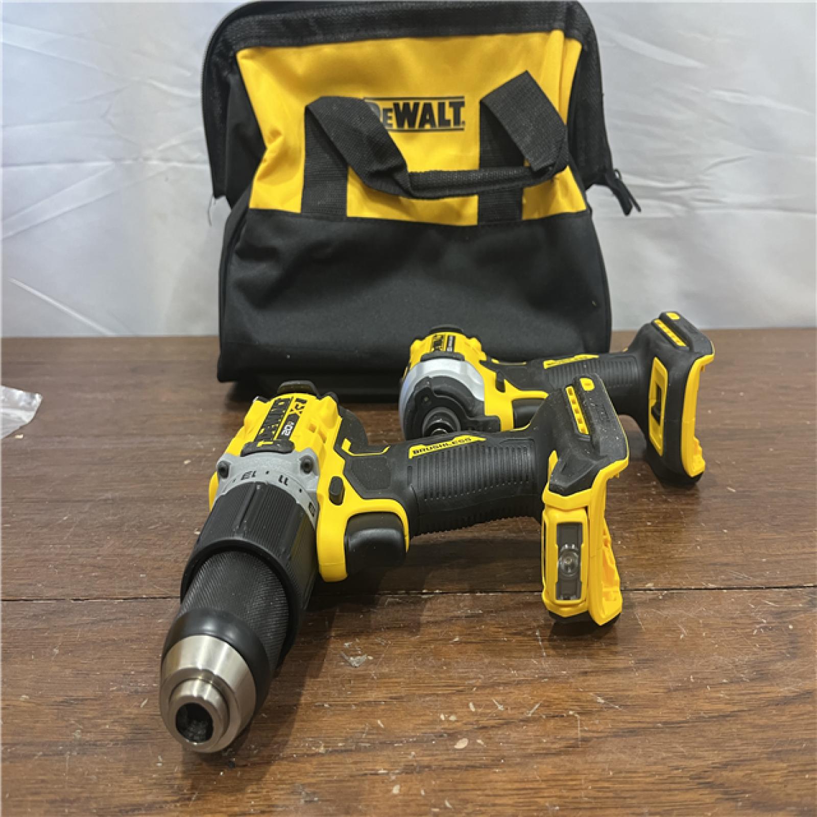 AS-ISDEWALT 20V MAX XR Hammer Drill and ATOMIC Impact Driver 2 Tool Cordless Combo Kit with (2) 4.0Ah Batteries, Charger, and Bag