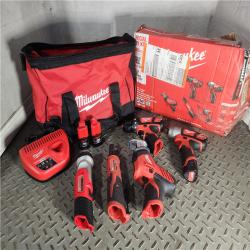 HOUSTON LOCATION - AS-IS M12 12V Lithium-Ion Cordless Combo Kit (5-Tool) with Two 1.5Ah Batteries, Charger & Tool Bag