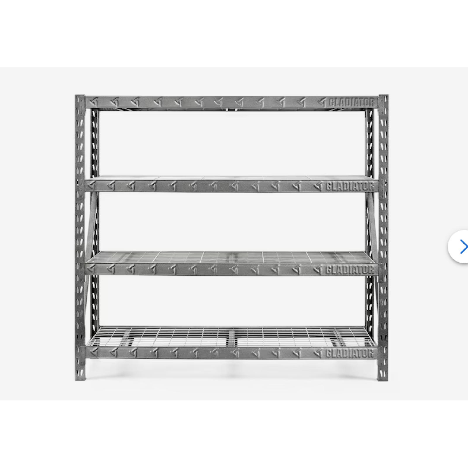 DALLAS LOCATION NEW! - Gladiator Heavy Duty Steel Heavy Duty 4-Tier Utility Shelving Unit (77-in W x 24-in D x 72-in H), Gray