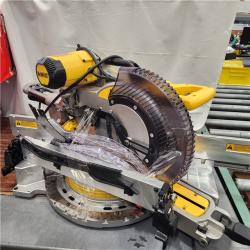 AS-IS DEWALT 15 Amp Corded 12 in. Double Bevel Sliding Compound Miter Saw with XPS Technology, Blade Wrench and Material Clamp