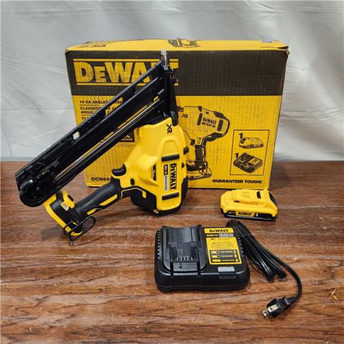 AS-IS  DeWalt DCN660D1 20V 16 Gauge Cordless Angled Finish Nailer Kit W/ 2Ah Battery