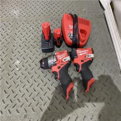 Houston location AS-IS  Milwaukee 3497-22 12V Brushless Hammer Drill and Impact Driver Combo Kit